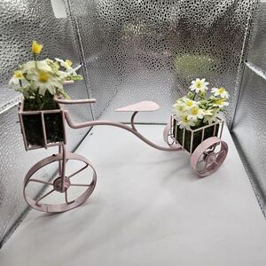 Charming Pink Bicycle Planter with White Flowers Celebrate Spring